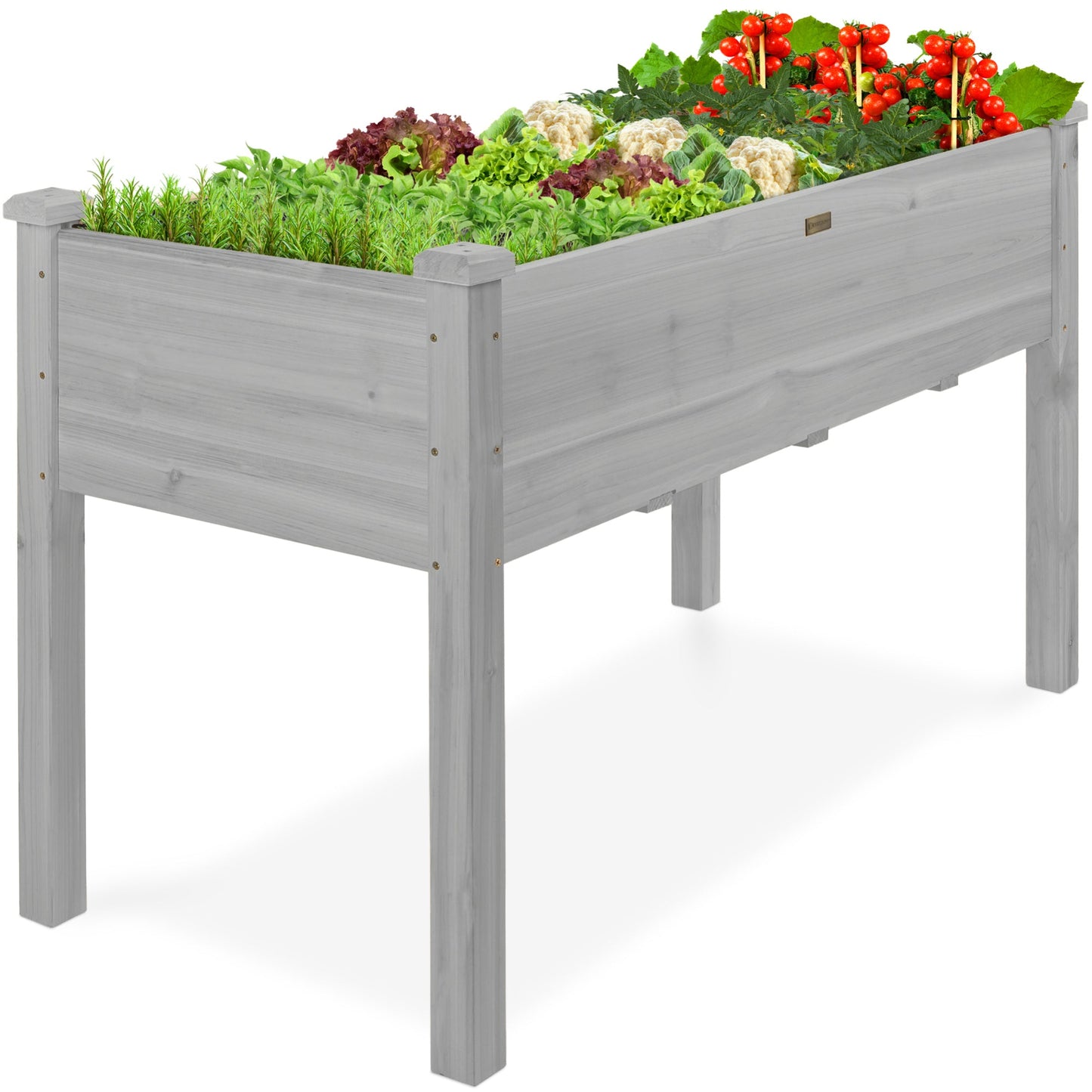 Raised Garden Bed Elevated Wooden Planter Box with Foot Caps - 48x24x30in designed for patio and backyard use