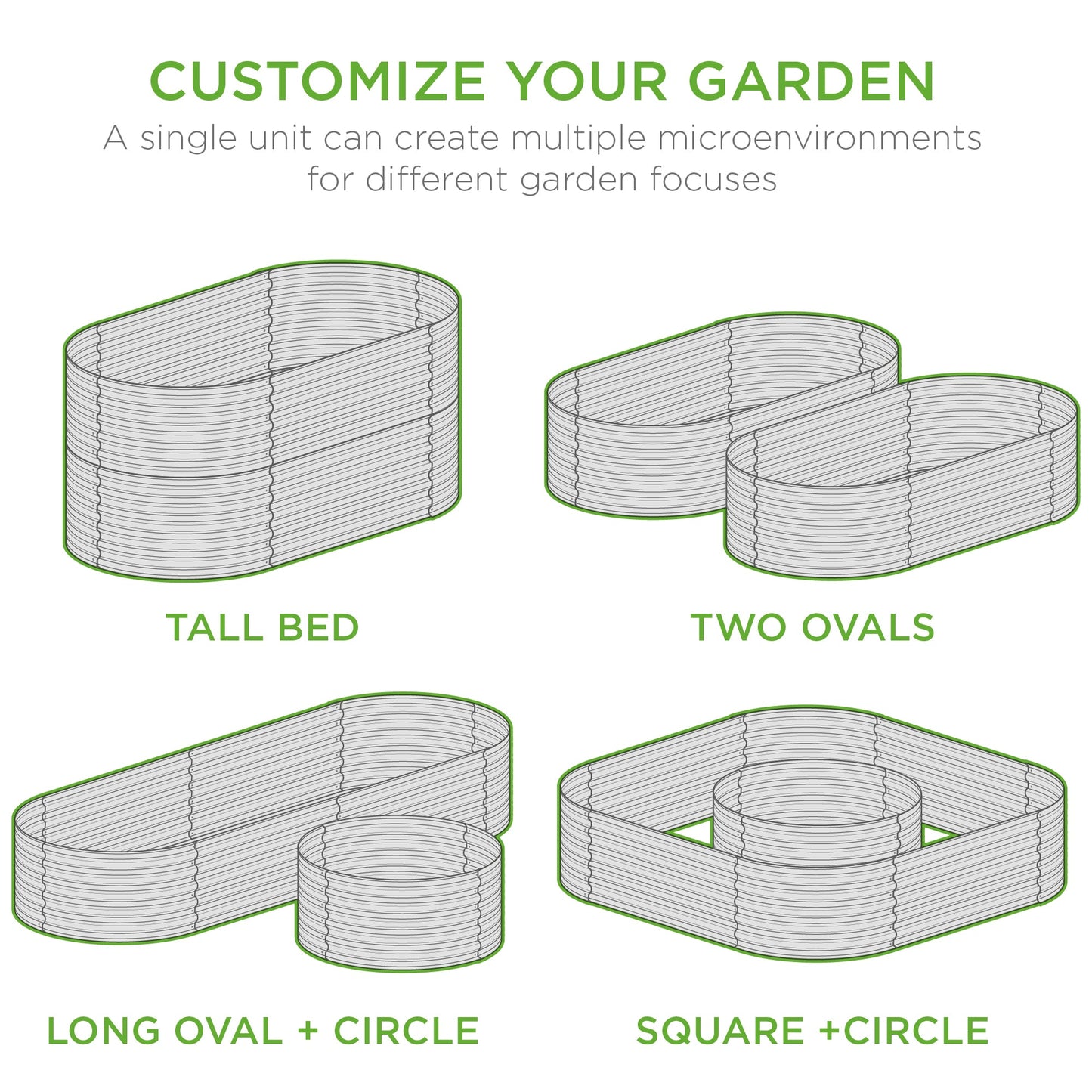 Raised Oval Garden Bed Customizable Elevated Outdoor Metal Planter - 63in for outdoor comfort and convenience