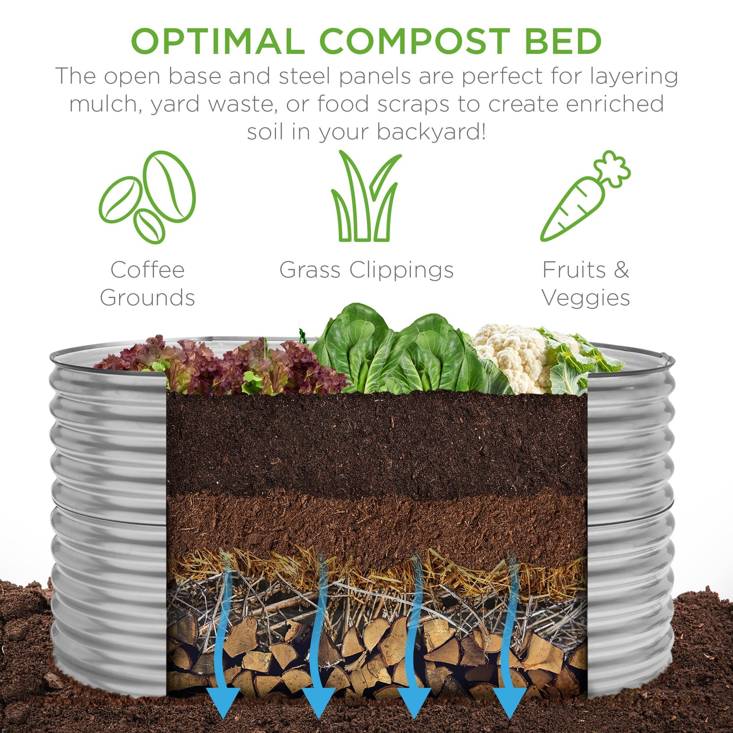 Raised Oval Garden Bed Customizable Elevated Outdoor Metal Planter - 63in for outdoor comfort and convenience