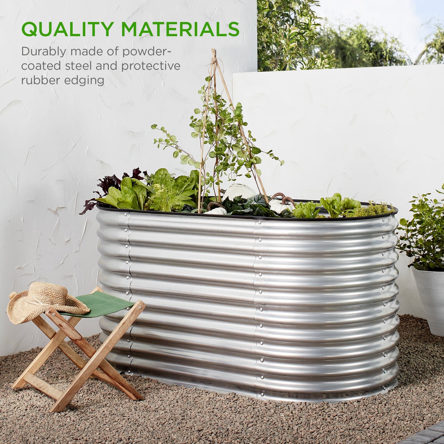 Raised Oval Garden Bed Customizable Elevated Outdoor Metal Planter - 63in for outdoor comfort and convenience
