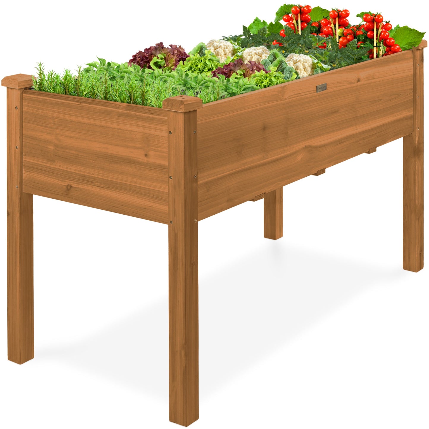 Raised Garden Bed Elevated Wooden Planter Box with Foot Caps - 48x24x30in designed for patio and backyard use