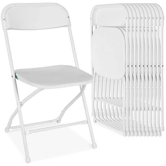 Set of 10 Folding Stacking Plastic Chairs with Non-Slip Feet designed for everyday comfort and storage