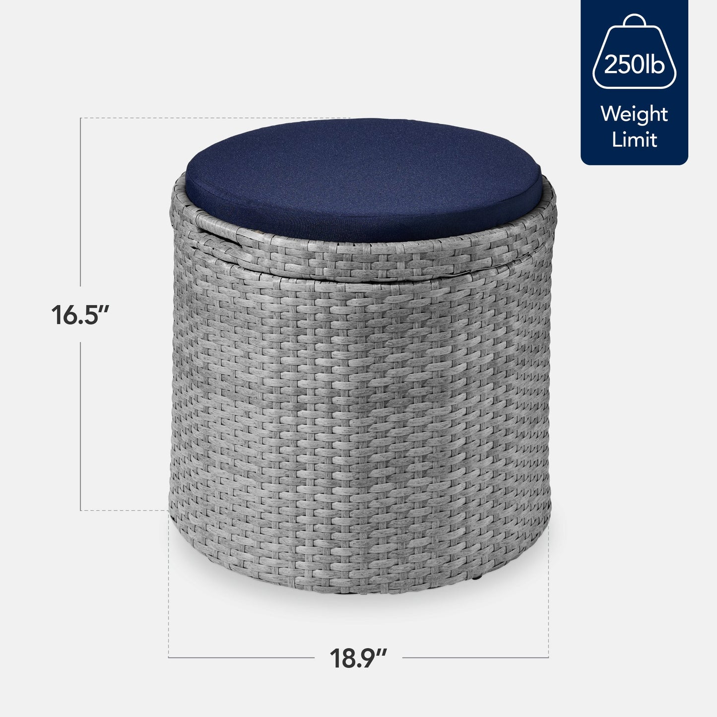Round Wicker Ottoman Multipurpose Furniture with Removable Cushion for patio, backyard, and outdoor living
