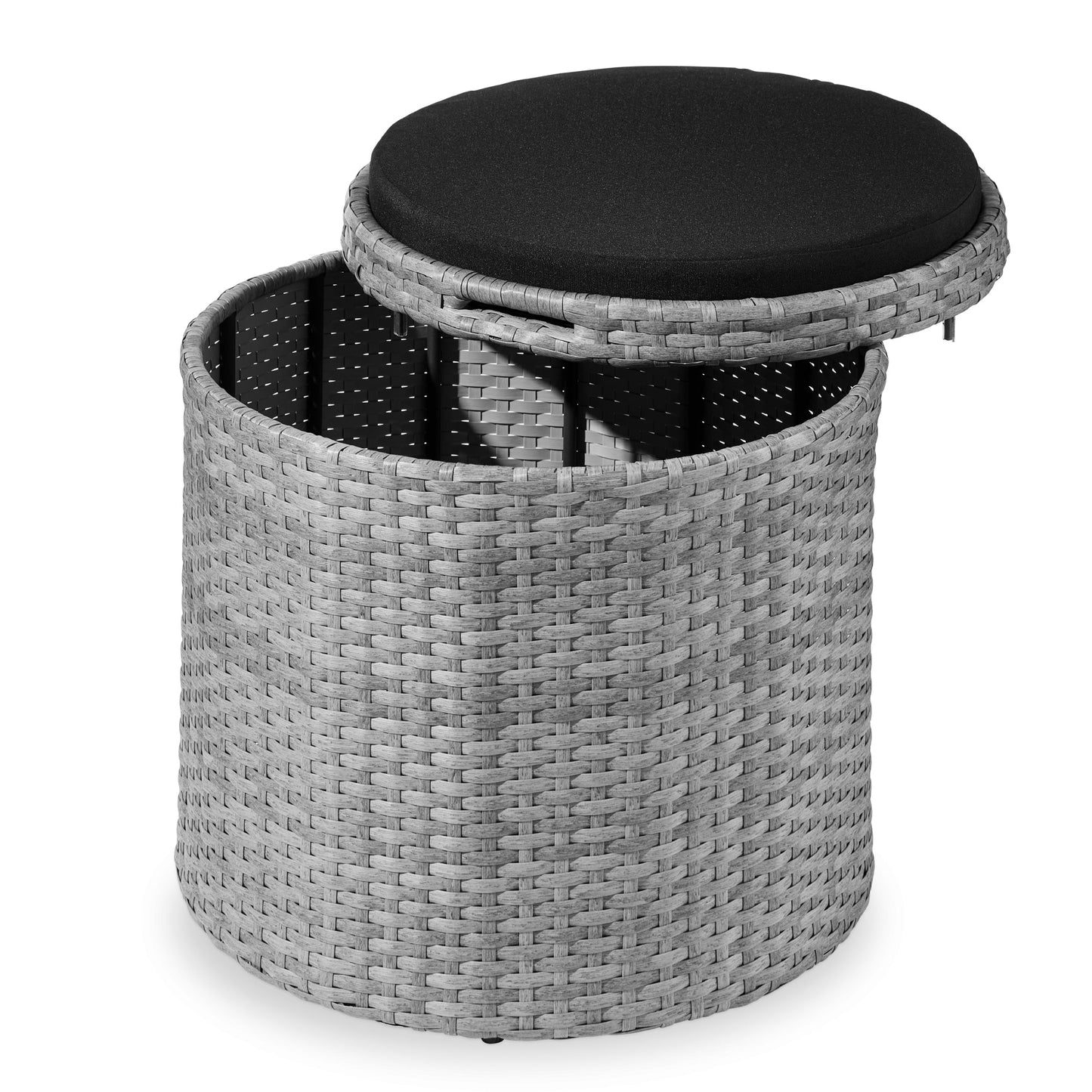 Round Wicker Ottoman Multipurpose Furniture with Removable Cushion for patio, backyard, and outdoor living